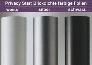 Privacy Star / Sichtschutzfolie silber-matt, blickdicht, Premium